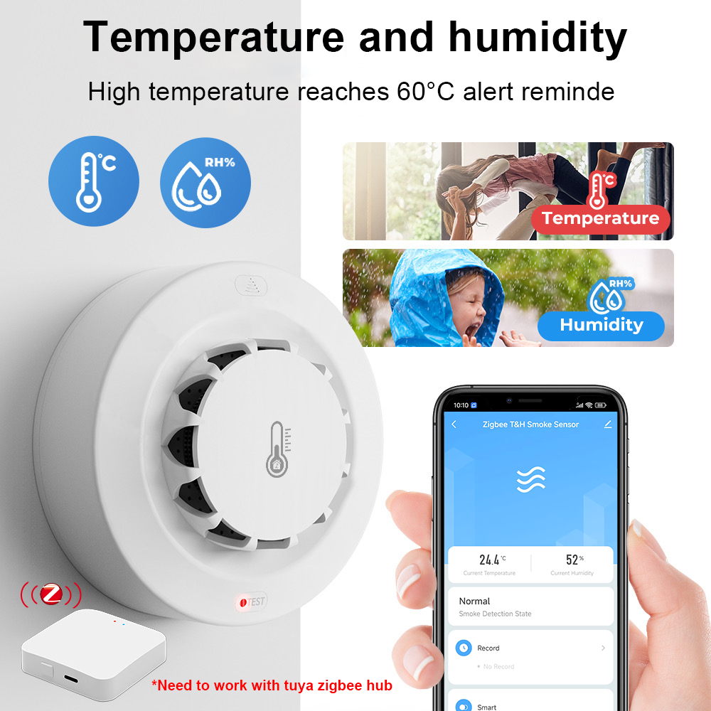 Tuya Zigbee BT Two Connection  - Smoke Detector Interconnected review and price