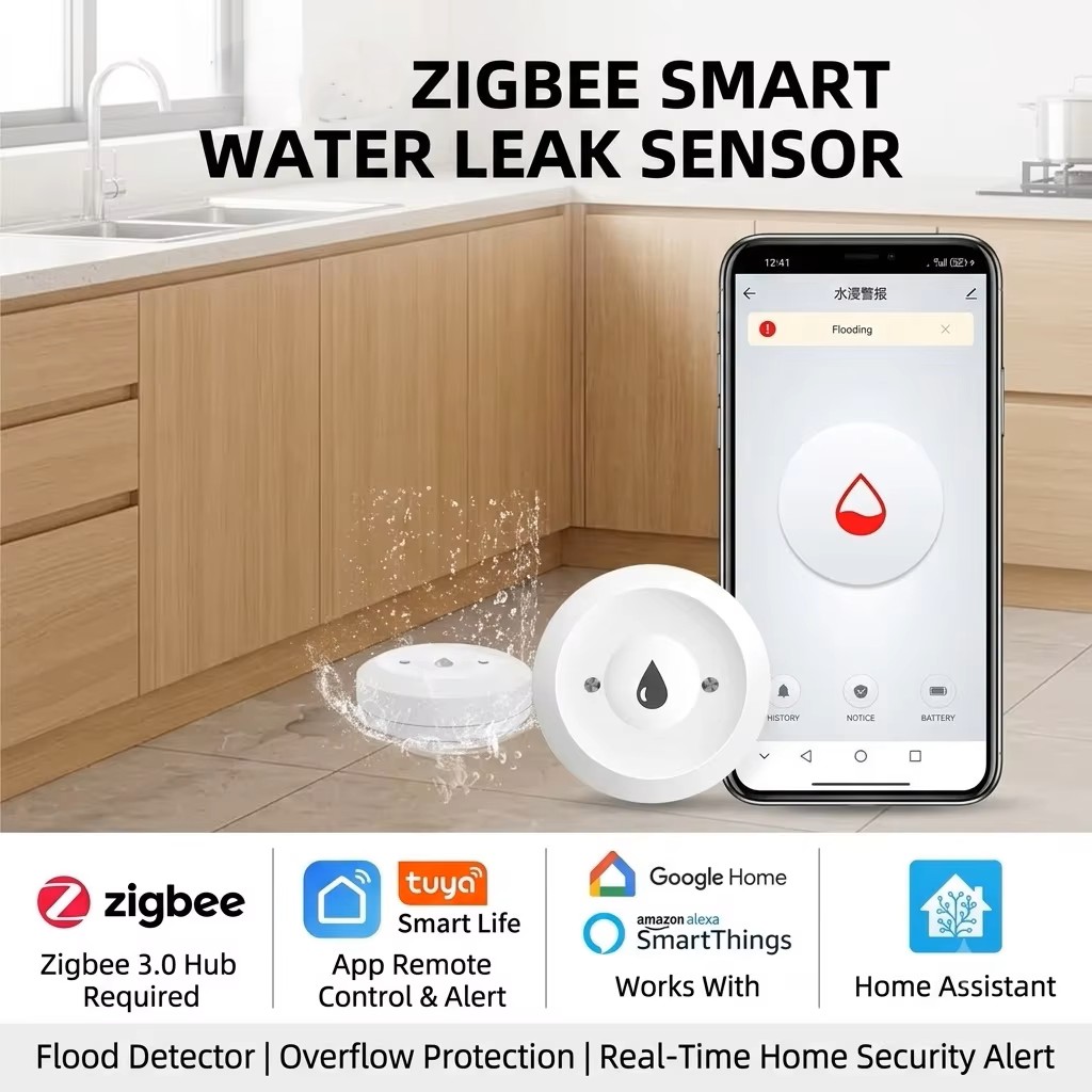 ZigBee 3.0 Smart Water Leak Se - Water Alarm Sensor review and price